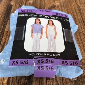 NWT. French Connection Girls' Blue & White 3-Piece Top Set.